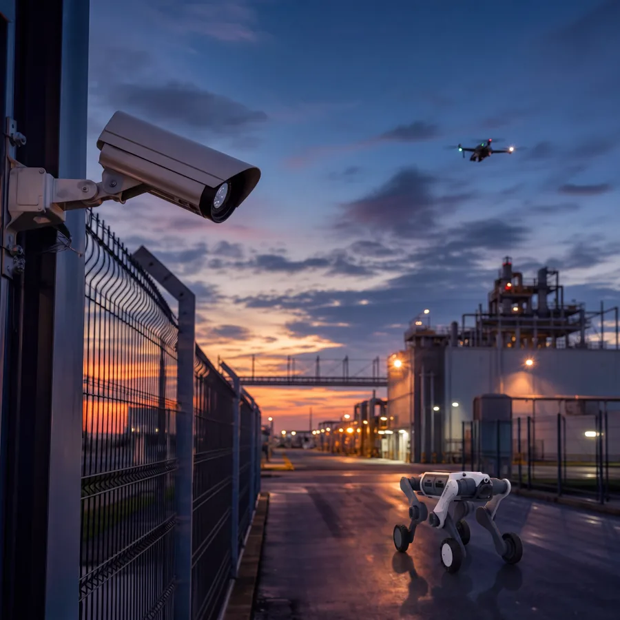 Security and patrol coverage at an industrial site