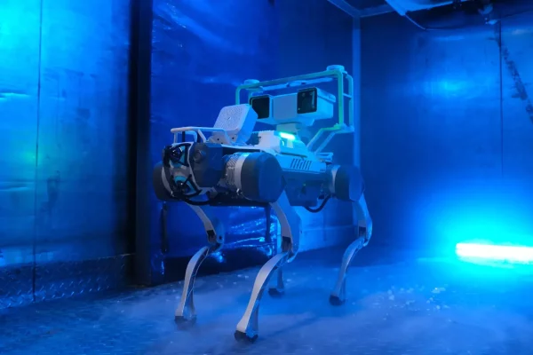 robot bốn chân hoạt động trong đường hầm, hầm mỏ, khu vực khai thác khoáng sản